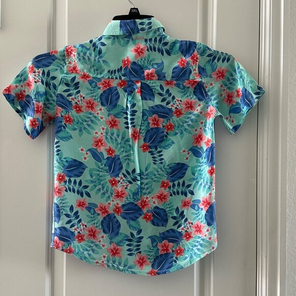 Tropical Floral Short-Sleeve Button-Up Shirt For Kids Size 7/8 By Place - Picture 2 of 6